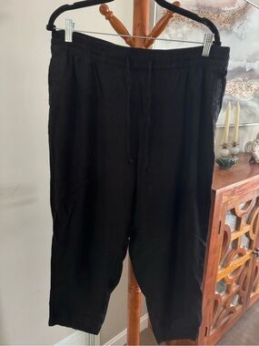 Old Navy Women's Plus Size Linen Crop Pants Size 1X Black Beach Style Coastal